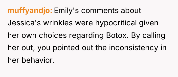 muffyandjo Emily's comments about Jessica's wrinkles were hypocritical given her...