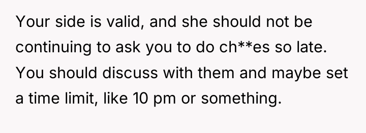 Your side is valid, and she should not be continuing...