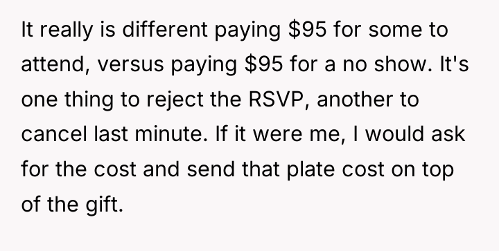 It really is different paying $95 for some to attend,...