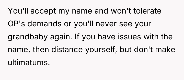 You'll accept my name and won't tolerate OP's demands or...