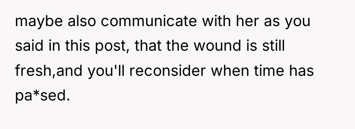 maybe also communicate with her as you said in this...