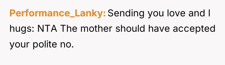 Performance_Lanky Sending you love and l hugs: NTA The mother...