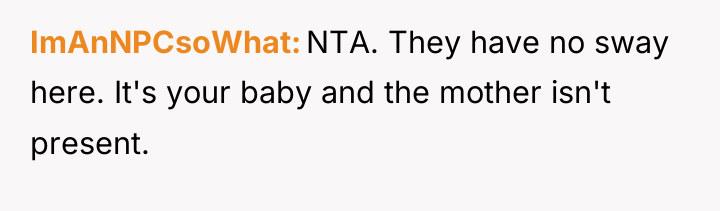 ImAnNPCsoWhat NTA. They have no sway here. It's your baby...