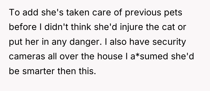 To add she's taken care of previous pets before I...