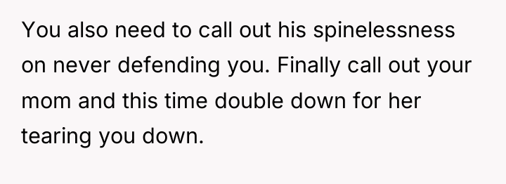 You also need to call out his spinelessness on never...