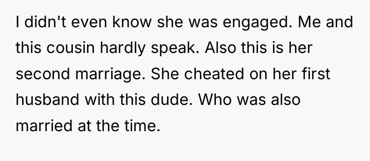 I didn't even know she was engaged. Me and this...