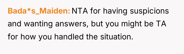 Bada*s_Maiden NTA for having suspicions and wanting answers, but you...