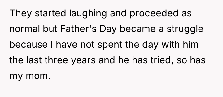 They started laughing and proceeded as normal but Father's Day...