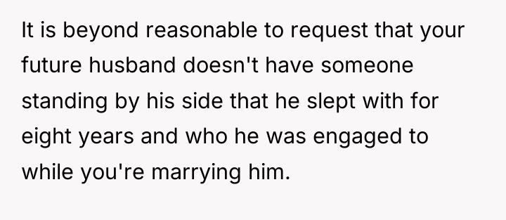 It is beyond reasonable to request that your future husband...