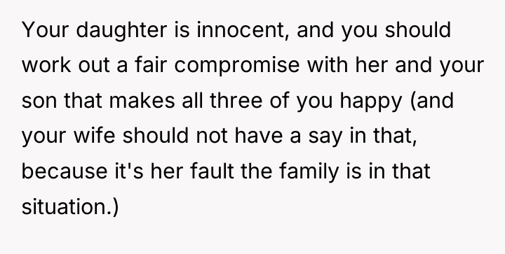Your daughter is innocent, and you should work out a...