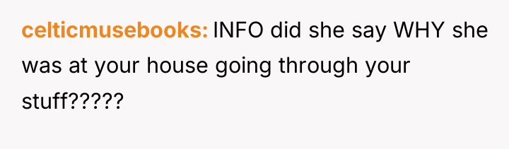 celticmusebooks INFO did she say WHY she was at your...