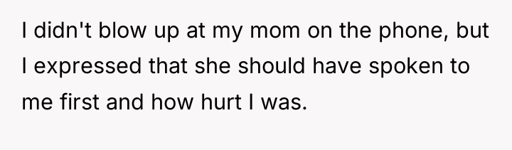 I didn't blow up at my mom on the phone,...