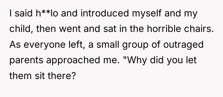 I said h**lo and introduced myself and my child, then...
