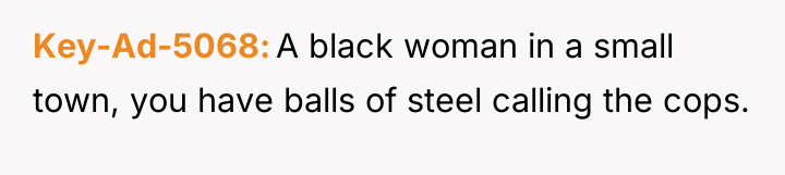 Key-Ad-5068 A black woman in a small town, you have...
