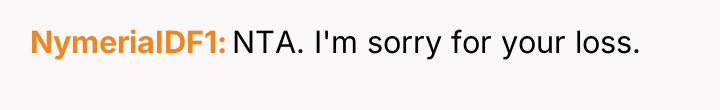 NymeriaIDF1 NTA. I'm sorry for your loss.