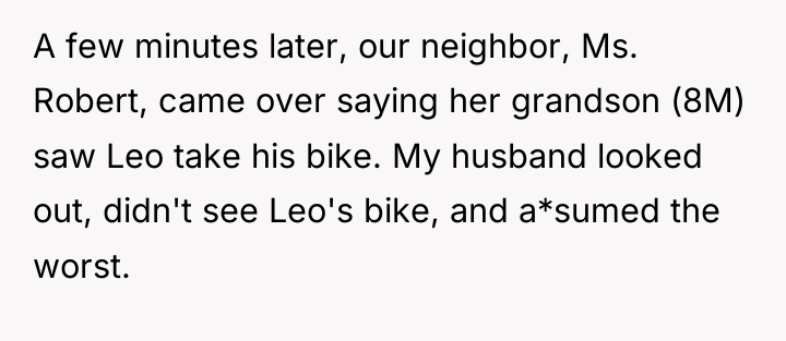 A few minutes later, our neighbor, Ms. Robert, came over...