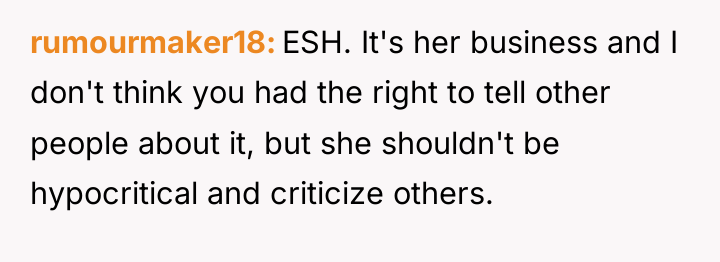 rumourmaker18 ESH. It's her business and I don't think you...