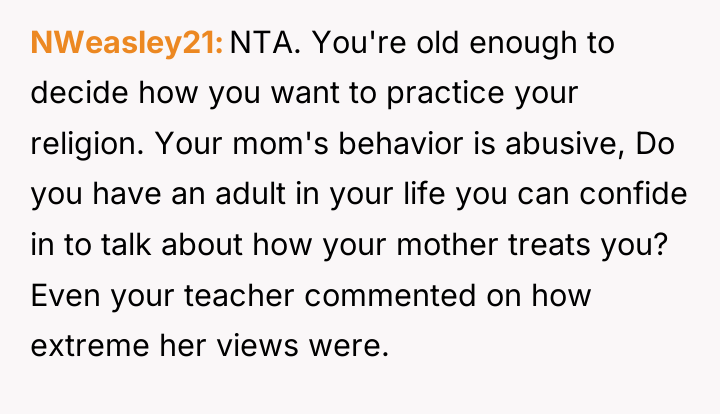 NWeasley21 NTA. You're old enough to decide how you want...