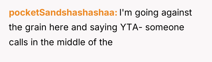 pocketSandshashashaa I'm going against the grain here and saying YTA-...