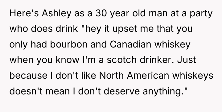 Here's Ashley as a 30 year old man at a...
