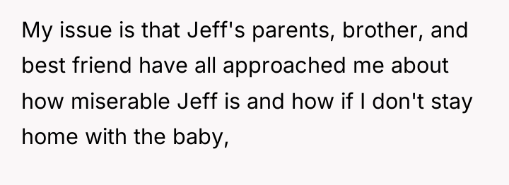 My issue is that Jeff's parents, brother, and best friend...