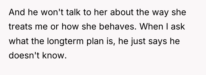 And he won't talk to her about the way she...