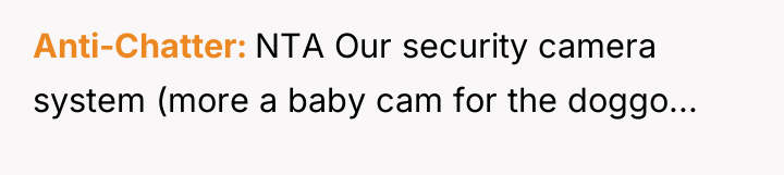 Anti-Chatter NTA Our security camera system (more a baby cam...