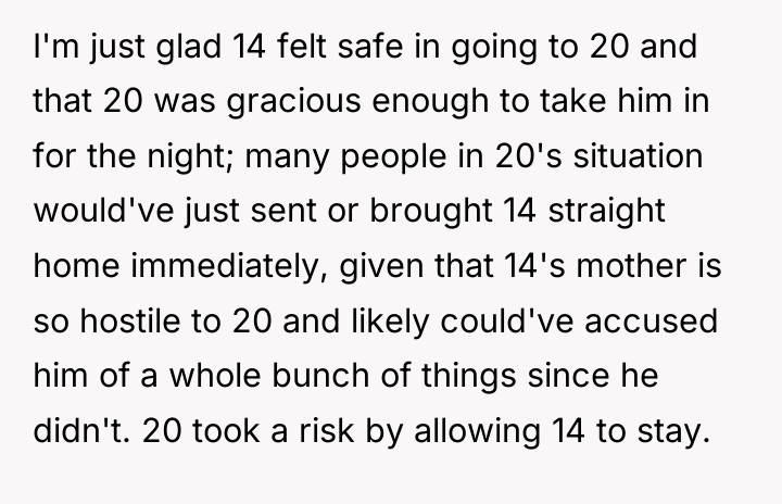 I'm just glad 14 felt safe in going to 20...