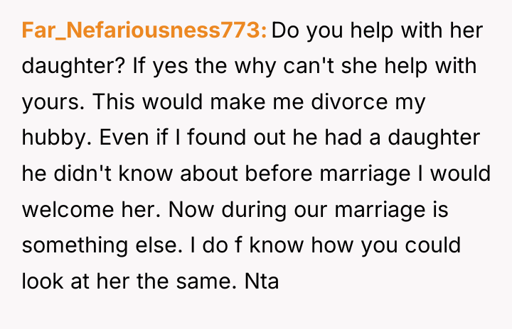 Far_Nefariousness773 Do you help with her daughter? If yes the...