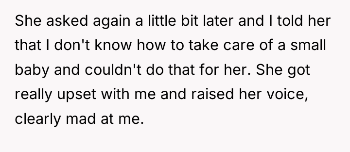 She asked again a little bit later and I told...