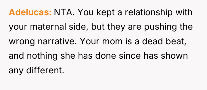 Adelucas NTA. You kept a relationship with your maternal side,...