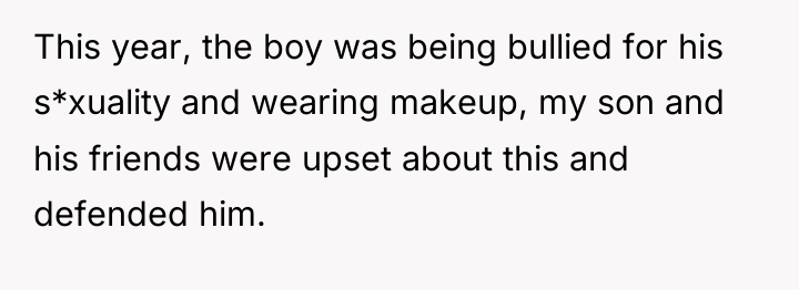 This year, the boy was being bullied for his s*xuality...