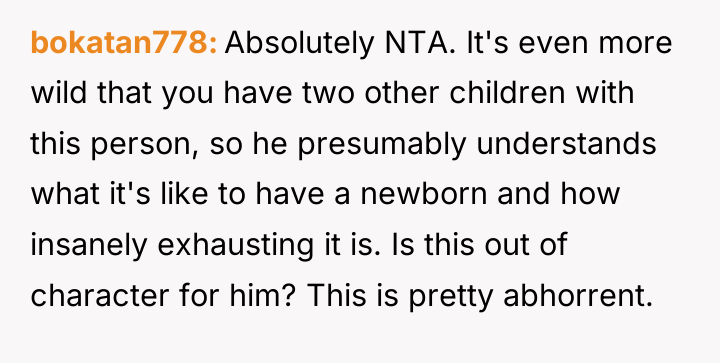 bokatan778 Absolutely NTA. It's even more wild that you have...