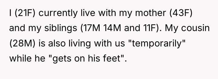 I (21F) currently live with my mother (43F) and my...