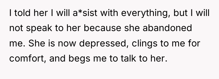 I told her I will a*sist with everything, but I...