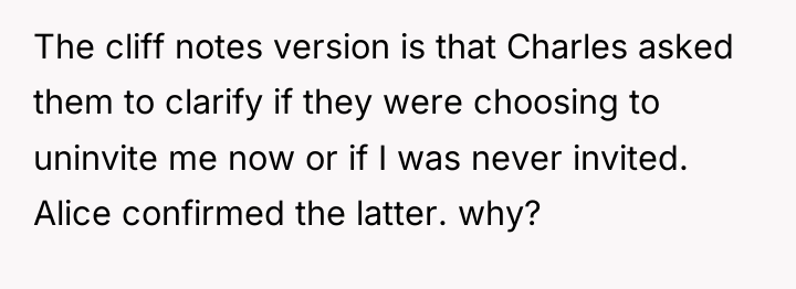The cliff notes version is that Charles asked them to...