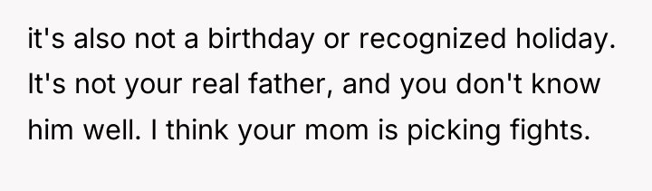 it's also not a birthday or recognized holiday. It's not...