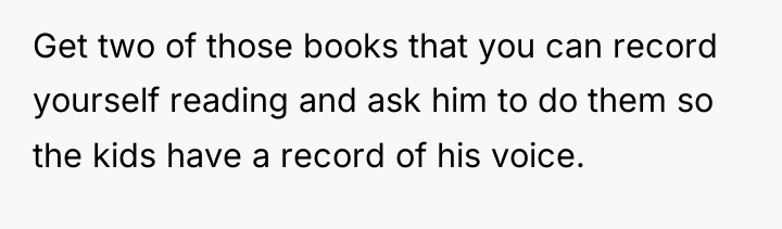 Get two of those books that you can record yourself...