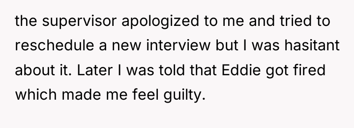 the supervisor apologized to me and tried to reschedule a...
