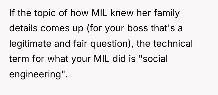 If the topic of how MIL knew her family details...