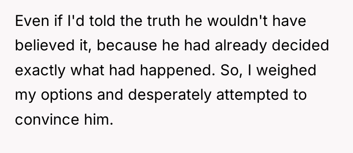 Even if I'd told the truth he wouldn't have believed...