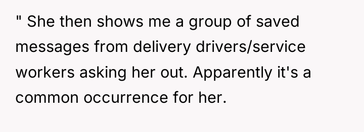 " She then shows me a group of saved messages...