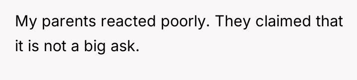 My parents reacted poorly. They claimed that it is not...
