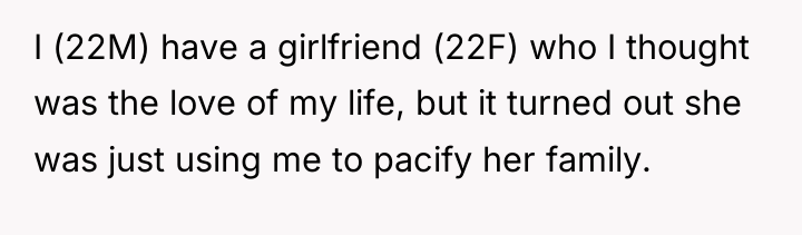 I (22M) have a girlfriend (22F) who I thought was...
