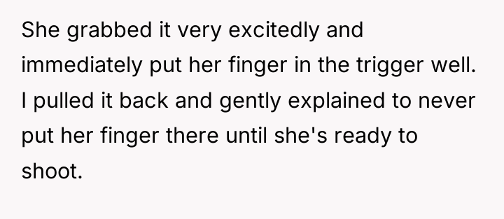 She grabbed it very excitedly and immediately put her finger...