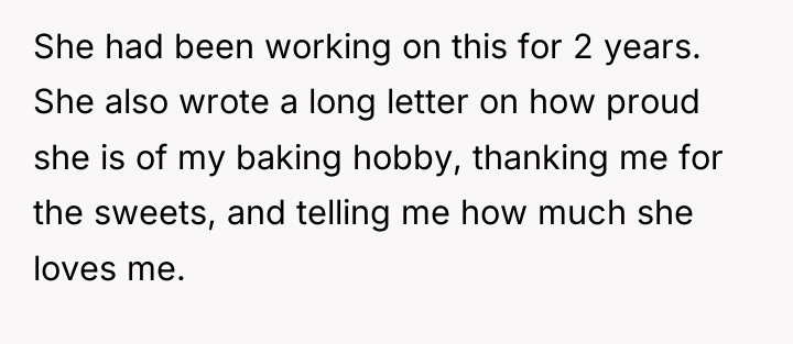 She had been working on this for 2 years. She...