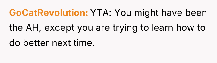 GoCatRevolution YTA: You might have been the AH, except you...