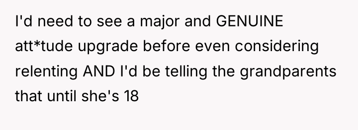 I'd need to see a major and GENUINE att*tude upgrade...