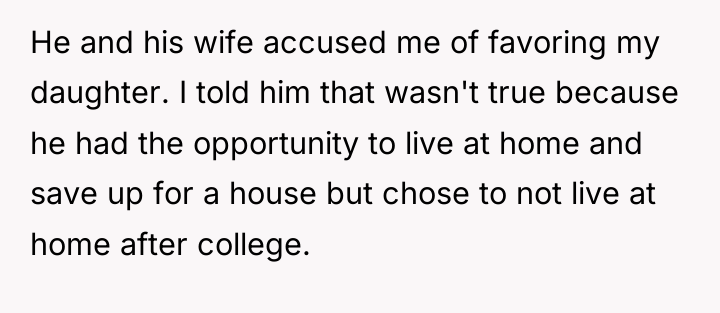 He and his wife accused me of favoring my daughter....