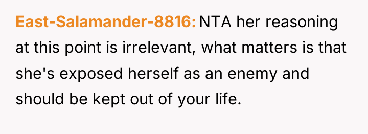 East-Salamander-8816 NTA her reasoning at this point is irrelevant, what...